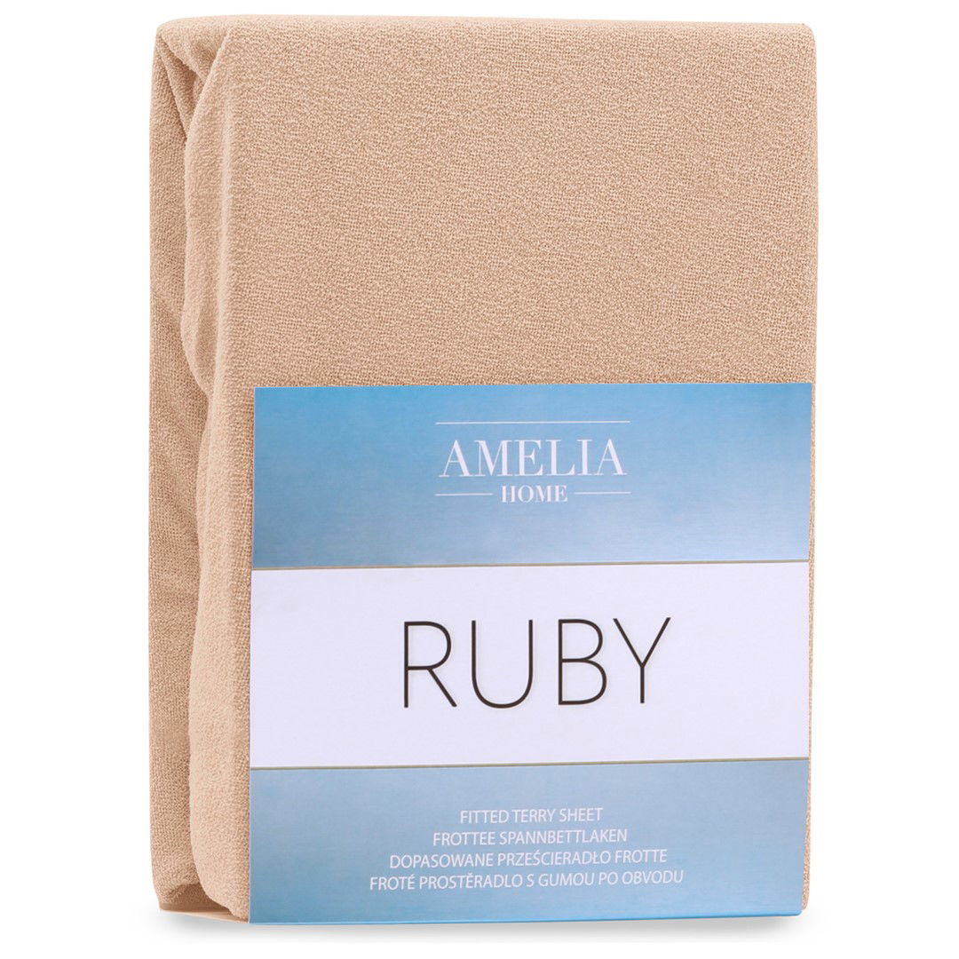 Frotinė paklodė su guma Ameliahome RUBY  Dark Beige,  180x200 cm
