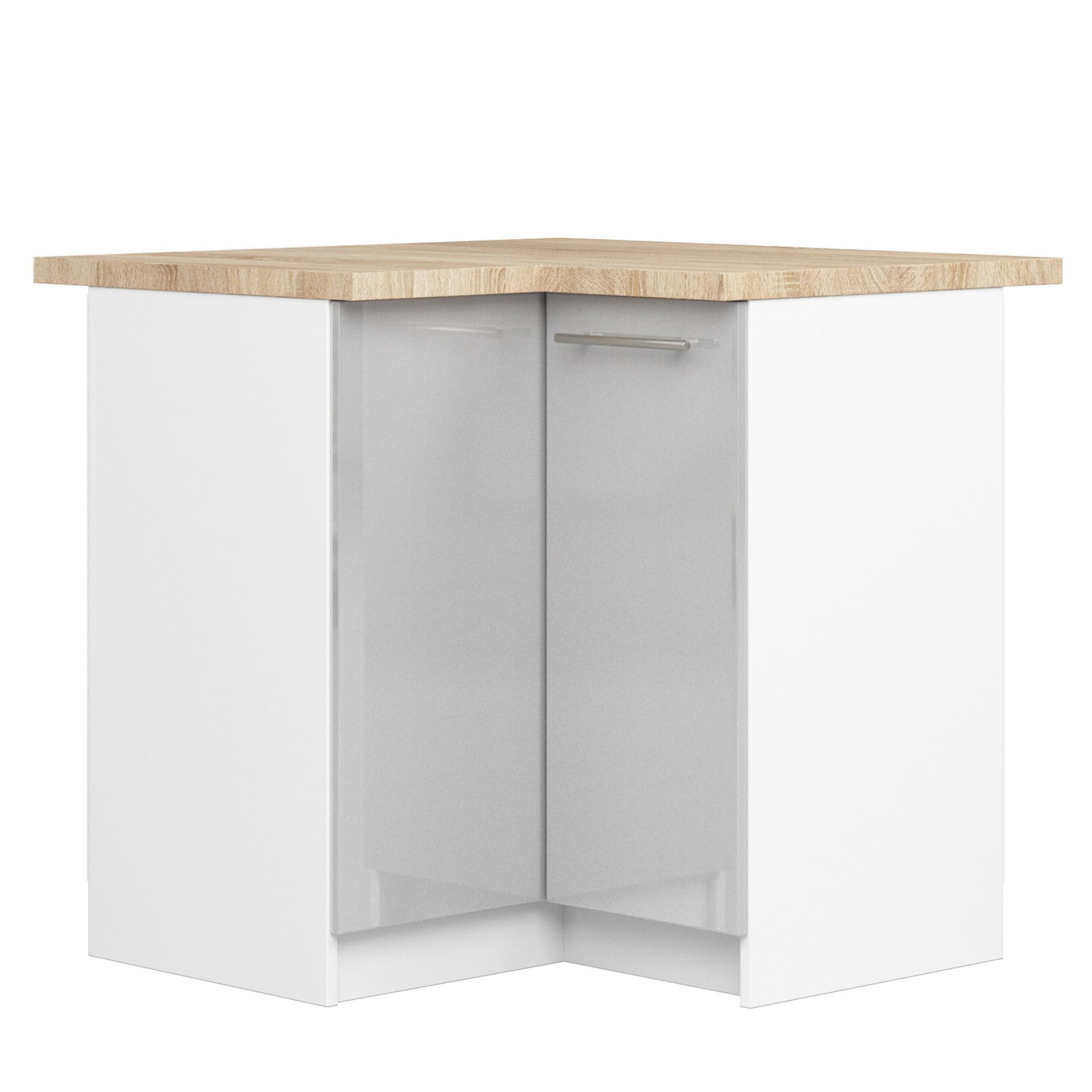 Kampinė virtuvinė spintelė OLIVIA S90/90 balta/pilka