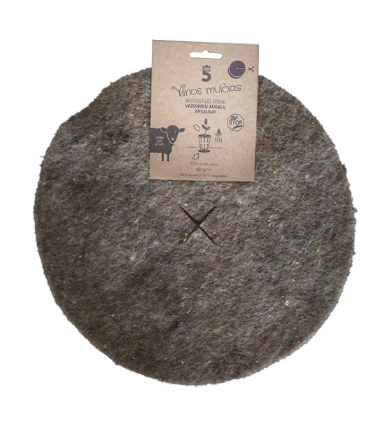 Vilnos mulčias, vazoninių augalų apsaugai, disk. Ø 300mm