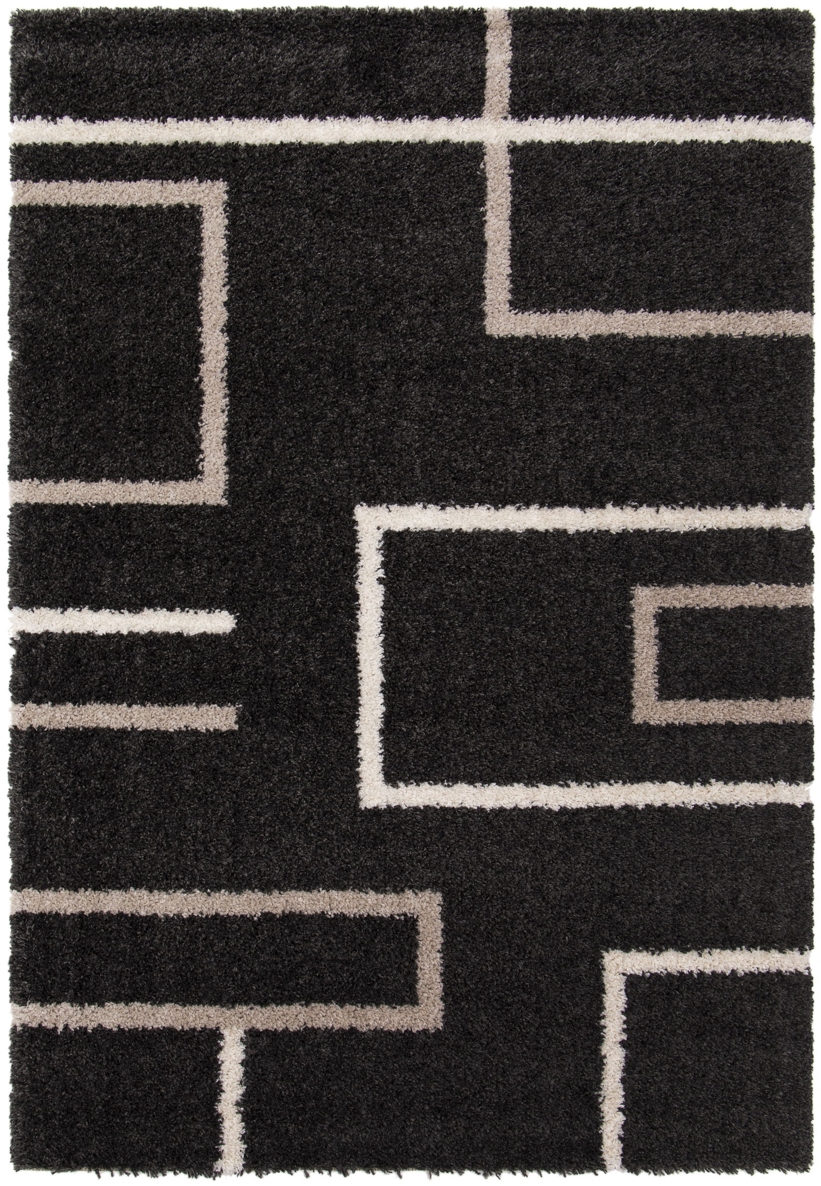Kilimas GIPSY, 170 x 120 cm, juodas, 100% perdirbto poliesterio