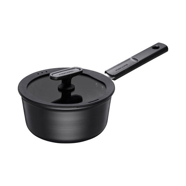 Keraminis prikaistuvis nepridegančia danga FISKARS HARD FACE, su dangčiu, 1,8 l