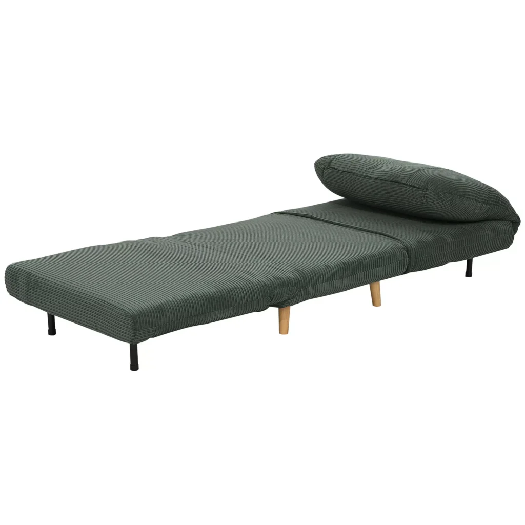 HOMCOM "2 in 1" sofa lova Reguliuojamas sulankstomas čiužinys Miegamojo, svetainės, velveto išvaizdos svečių lova Žalia 82 x 89 x 83 cm
