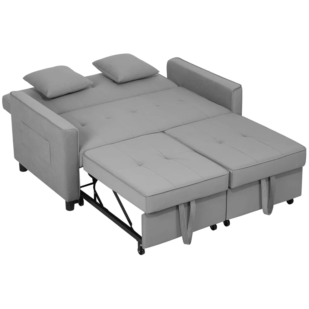 Sofa-lova, 2 vietų sofa su miegojimo funkcija, pilka