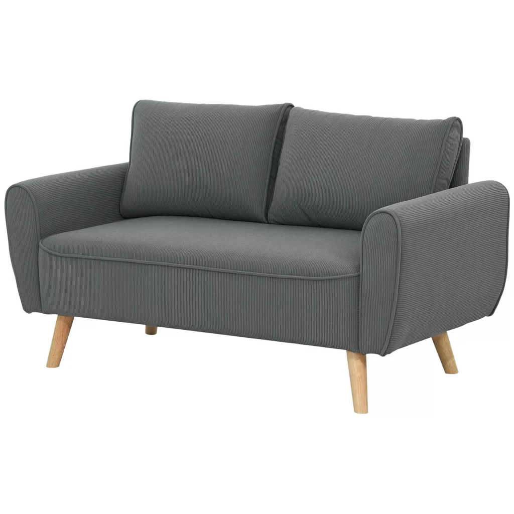 Dvivietė Sofa su 2 Pagalvėlėmis | Minkšta Velveto Sofa su 54 cm Giliomis Sėdynėmis ir Mediniu Rėmu, Skirta Svetainei, Miegamajam ir Biurui, 145 x 75 x 78 cm, Tamsiai Pilka