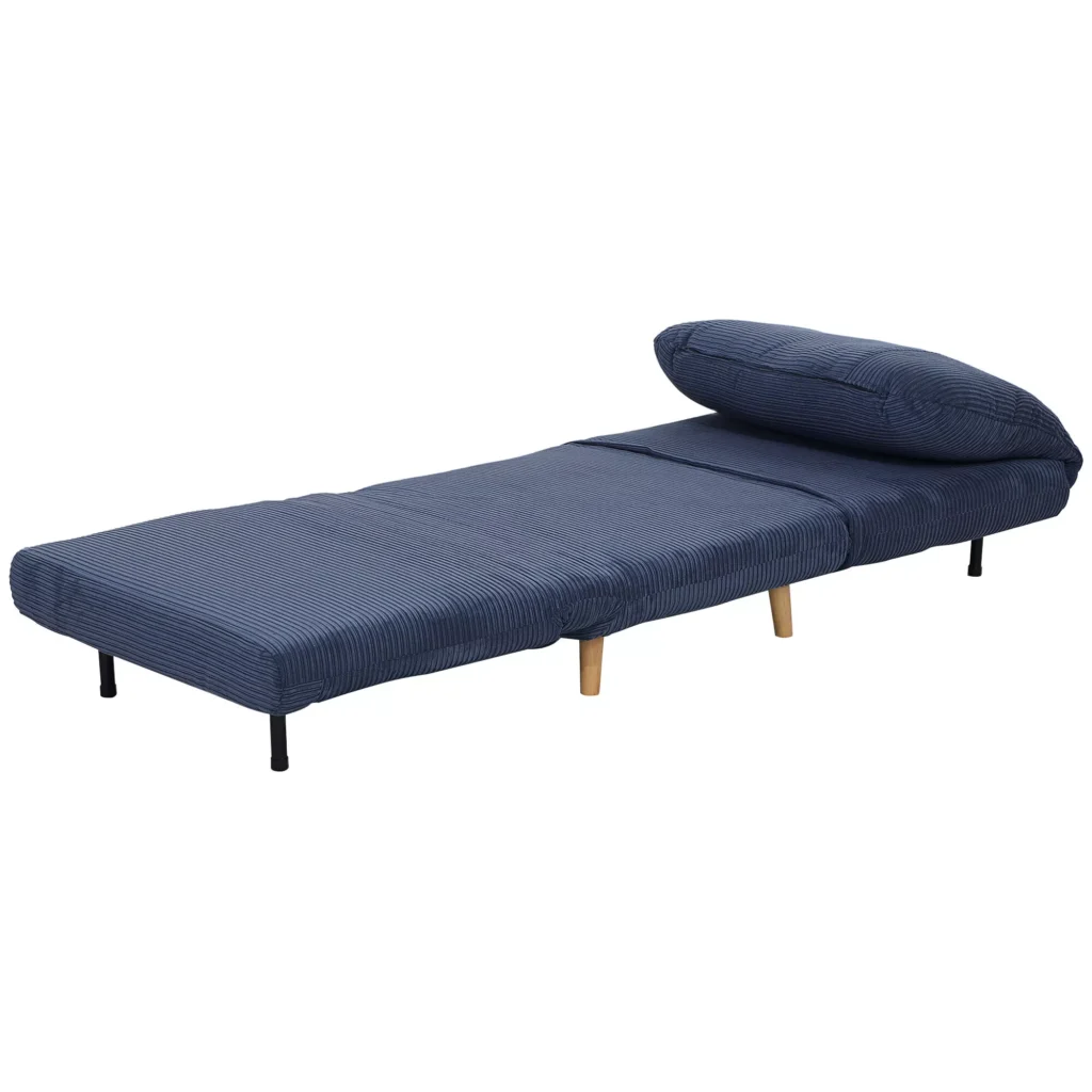 HOMCOM "2 in 1" sofa lova Reguliuojamas sulankstomas čiužinys Miegamojo, svetainės ir miegamojo lova Mėlyna 82 x 89 x 83 cm