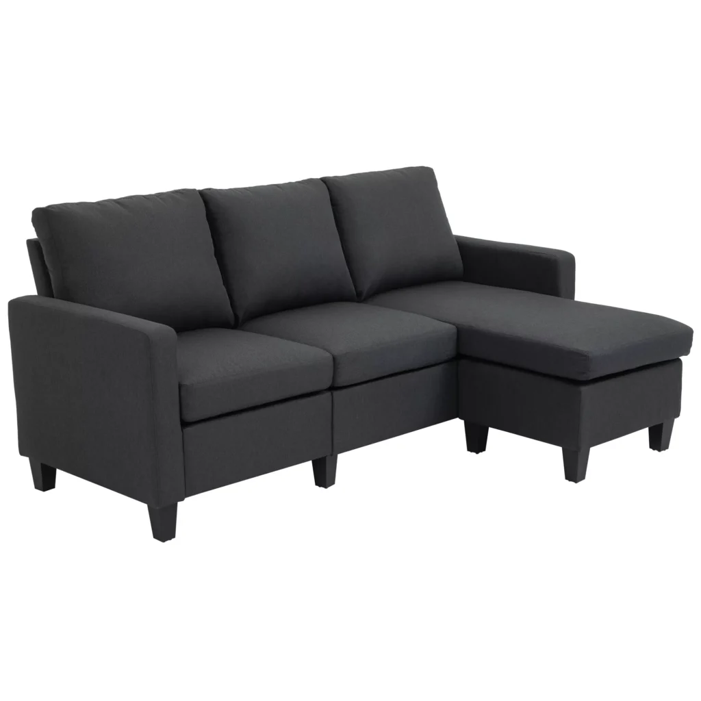 Kampinė sofa - tamsiai pilka, 197x139x91cm