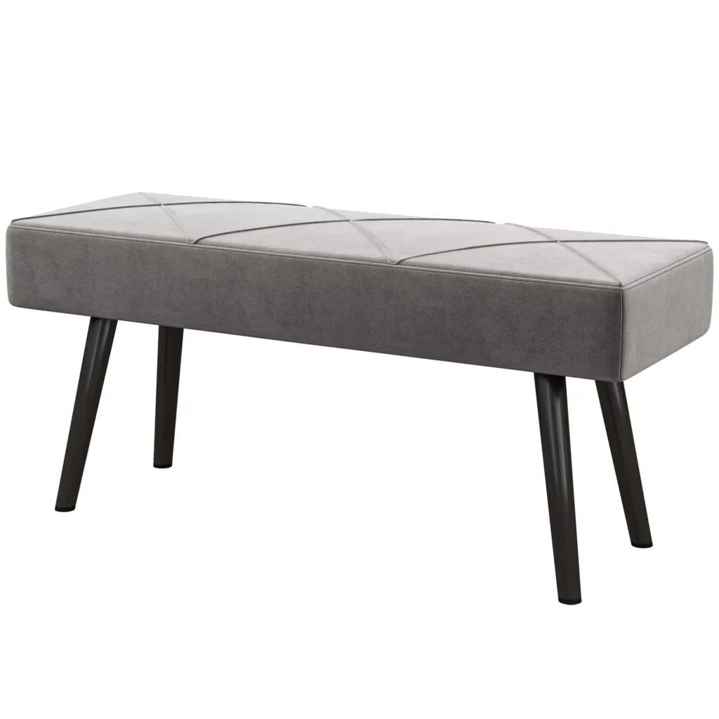 Minkštas lovos suolas, prieškambario suolas su X raštu, iki 120 kg, 100x36x45 cm, pilkas