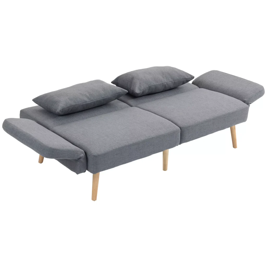 Sofa-lova, 2 vietų su lovos funkcija, 2 pagalvėlės, 170 x 83 x 80 cm, pilka