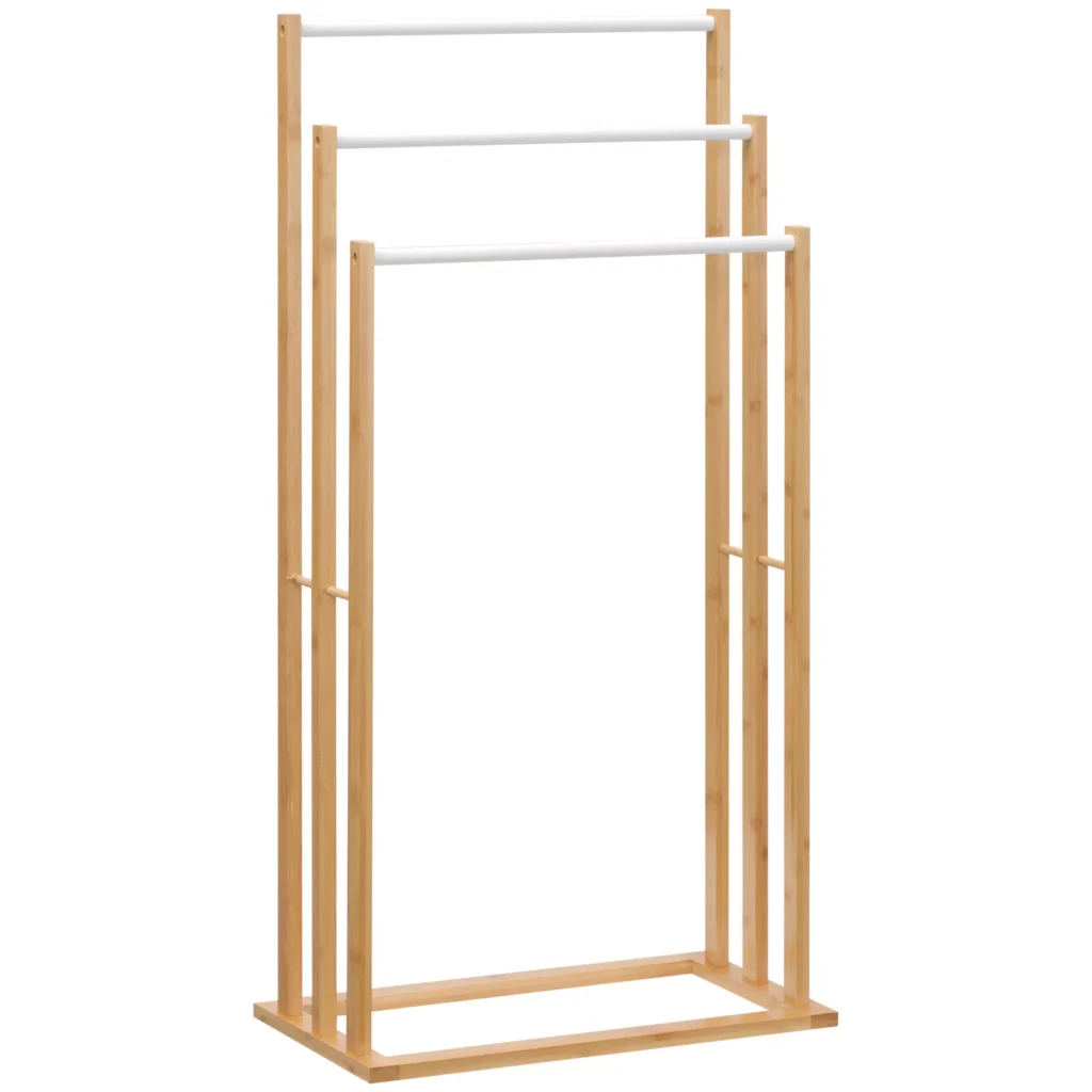 Laisvai pastatomas rankšluosčių laikiklis su 3 strypais, 48x25.8x94cm