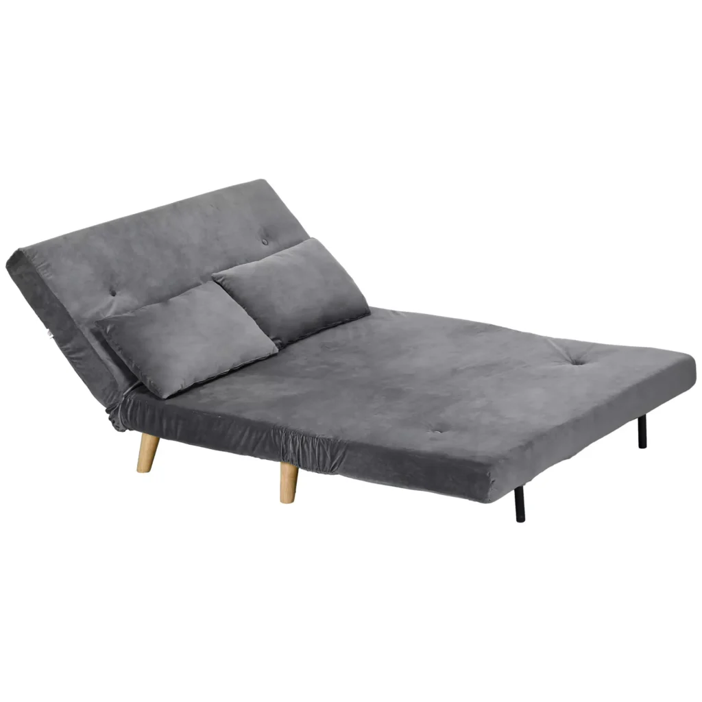 2 vietų sofa su lovos funkcija, aksomo išvaizdos, pilka, 130 x 78 x 79 cm