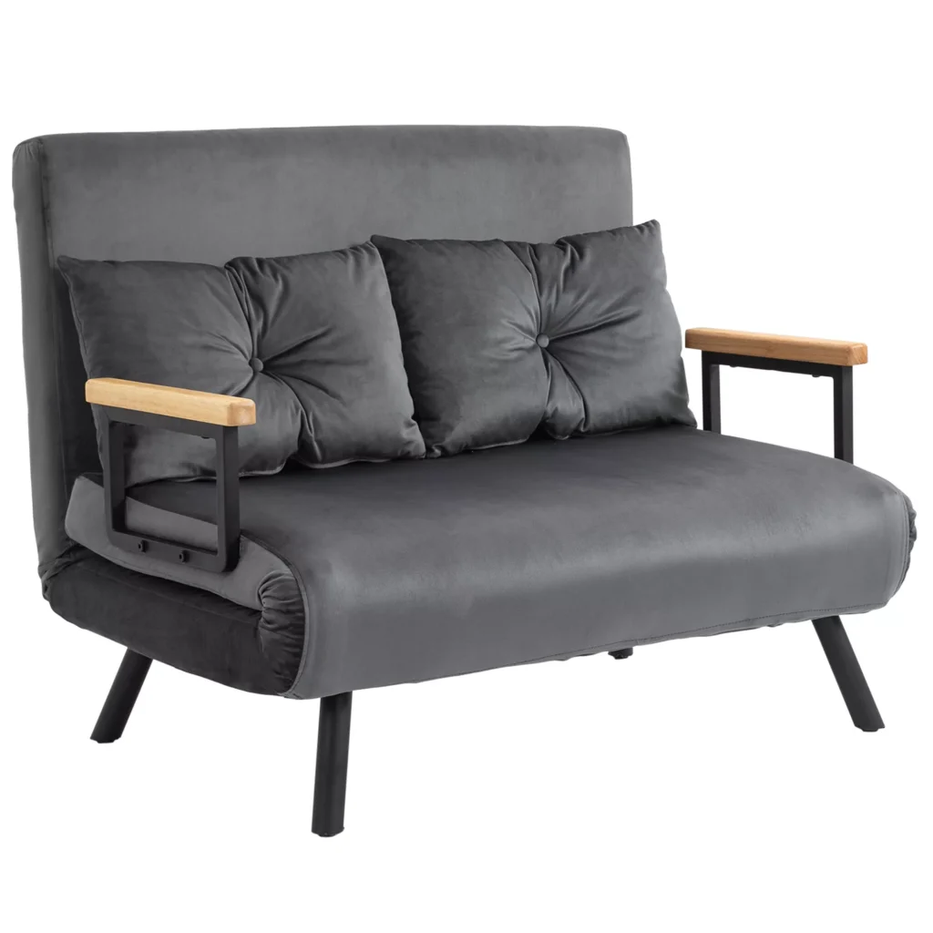 Sofa lova su aksominėmis atlošo pagalvėlėmis - Tamsiai pilka 102 x 73 x 81 cm