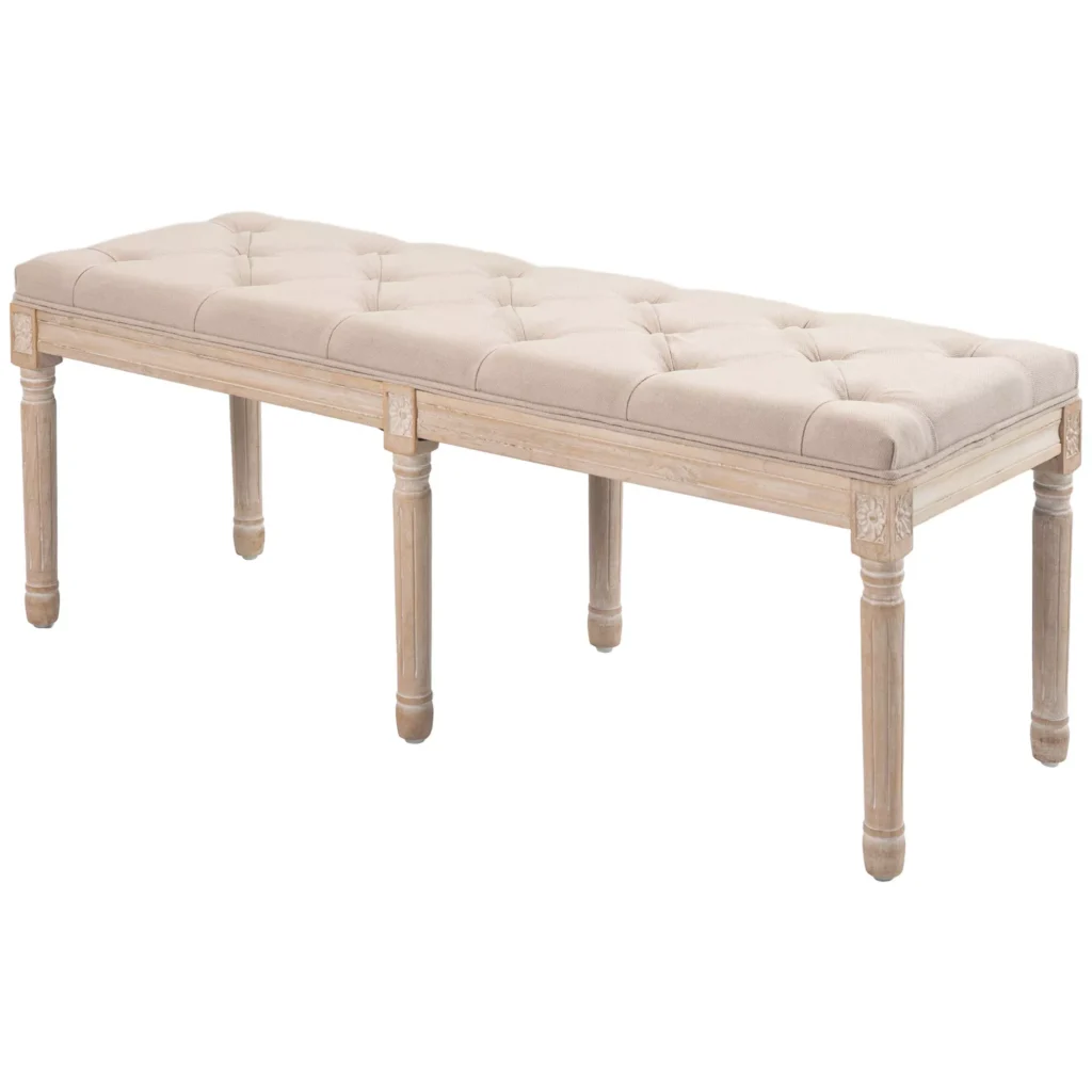 Vintage minkštas suolas 117x40x48 cm, iki 120 kg, smėlio spalvos