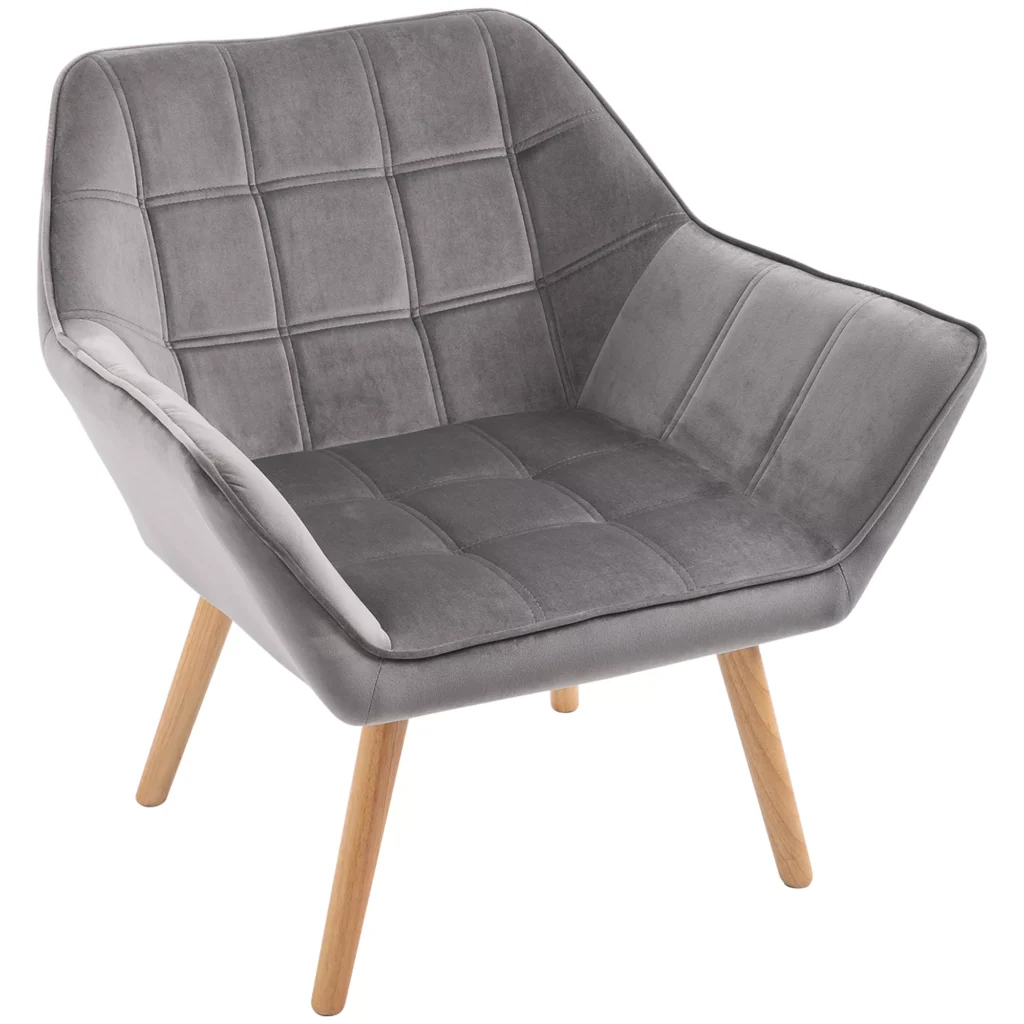 Akcentinis fotelis aksominis, pilkas 64 x 62 x 72,5 cm