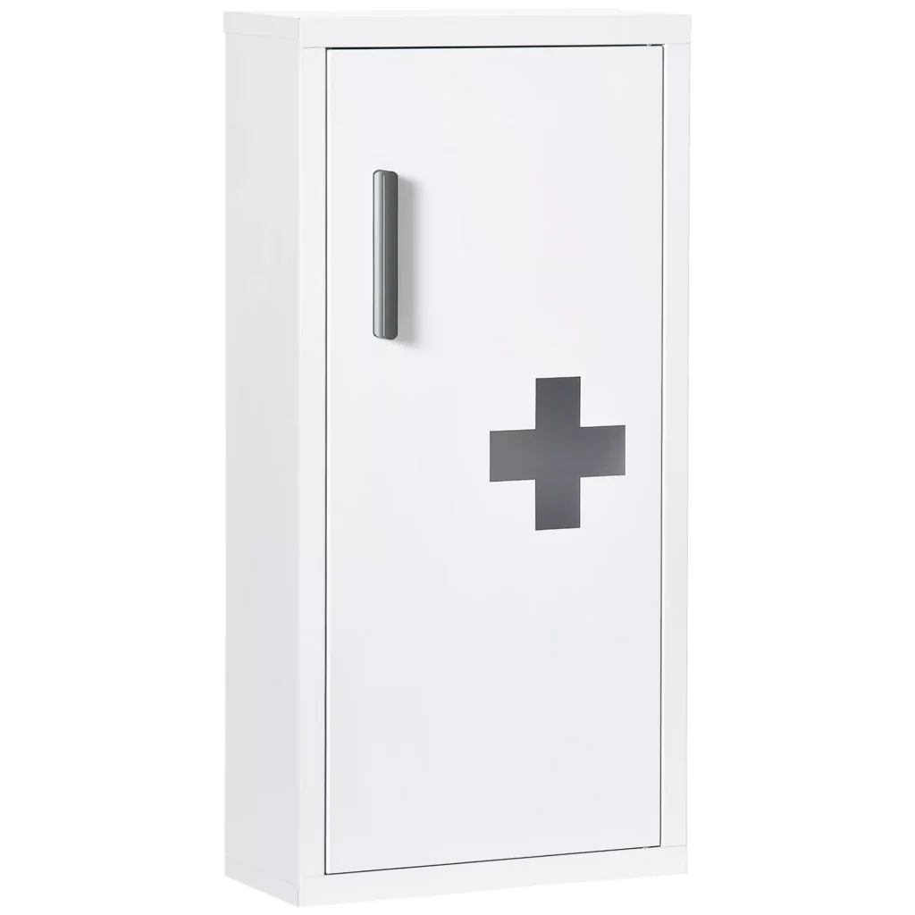 Pirmosios pagalbos spintelė su 3 vidiniais skyriais ir magnetiniu uždarymu 40x15x53,5 cm