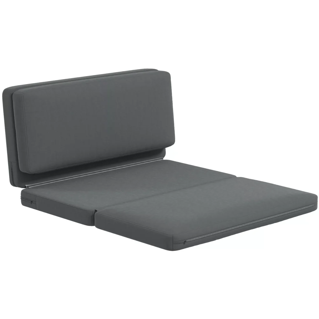 Grindų sofa "3-in-1" sulankstoma aksomo išvaizdos sofa-lova, iki 240 kg, tamsiai pilka