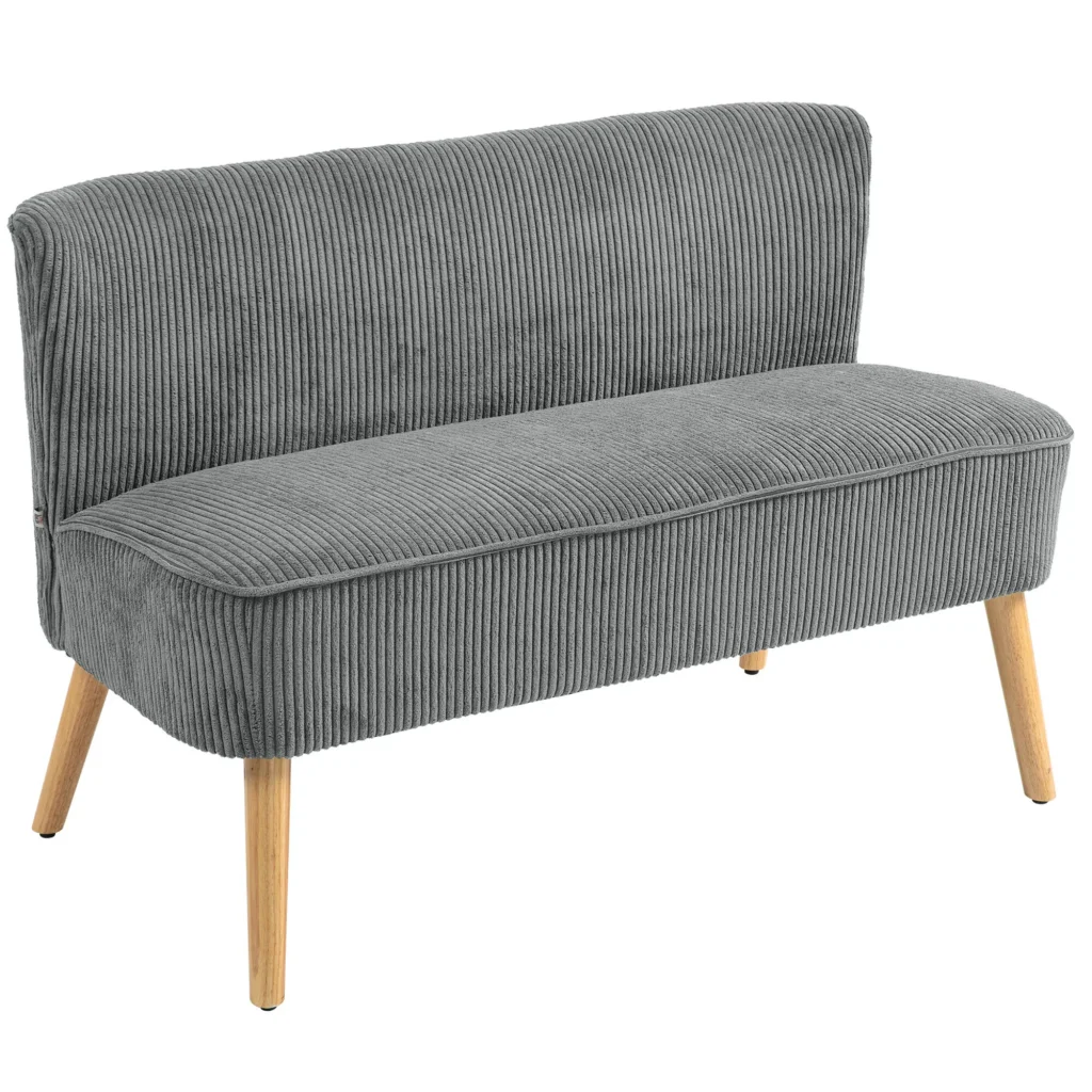 2 vietų sofa, medinės kojos, 117 x 56,5 x 77 cm, pilka
