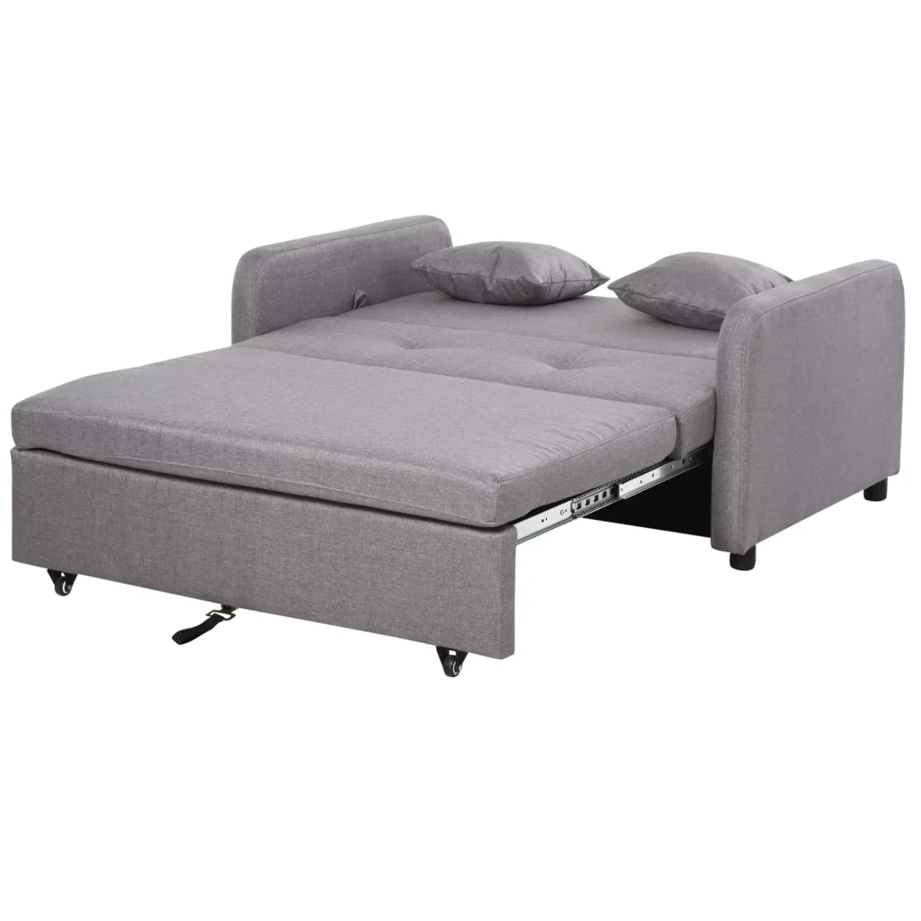 Sofa lova su daiktadėže, 2 vietų sofa su miegamąja funkcija, pilka