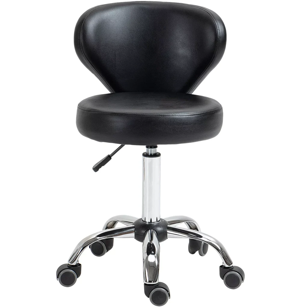 Sukama Darbo Taburetė | Reguliuojamas Aukštis 49-64 cm, Ergonomiškas Atlošas, Chromuotas Metalas