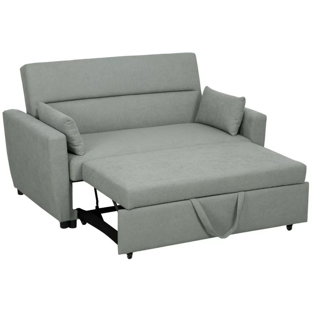 Sofa-Lova 2 Vietų su Miegojimo Funkcija | Reguliuojamas Atlošas, Aksomo Išvaizda, Su Pagalvėlėmis ir Lovos Pagrindu, Skirta Svetainei ir Svečių Kambariui, Šviesiai Pilka