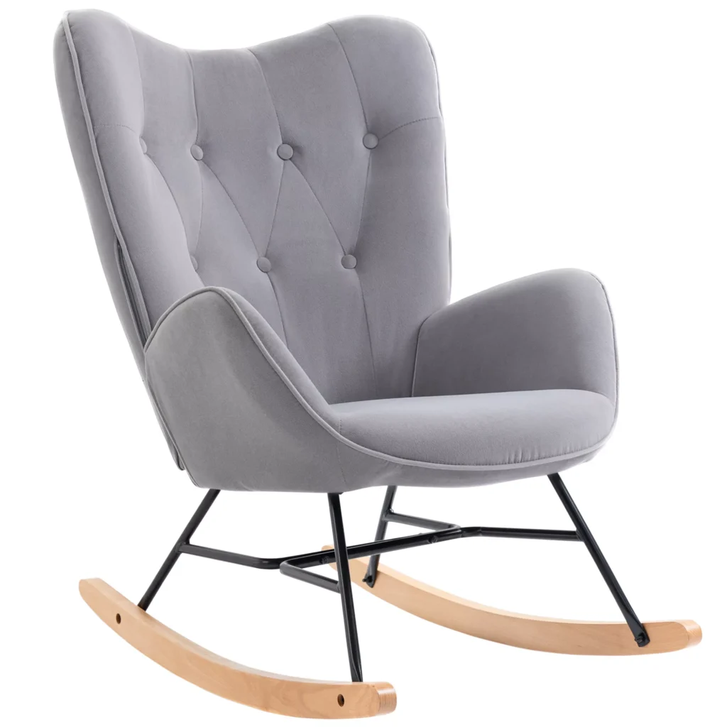 Supamasis Krėslas su Aksomo Išvaizda | Ergonomiškas Slaugos Fotelis, Iki 150 kg, Skirtas Miegamajam ir Svetainei, Šviesiai Pilkos Spalvos