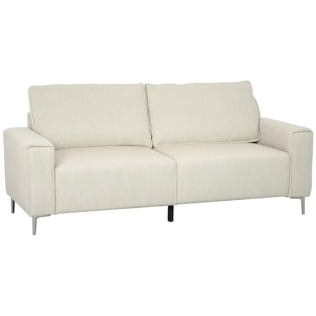 3 vietų sofa su porankiais, atlošo pagalvėlėmis, 193x77x80 cm, kreminės spalvos