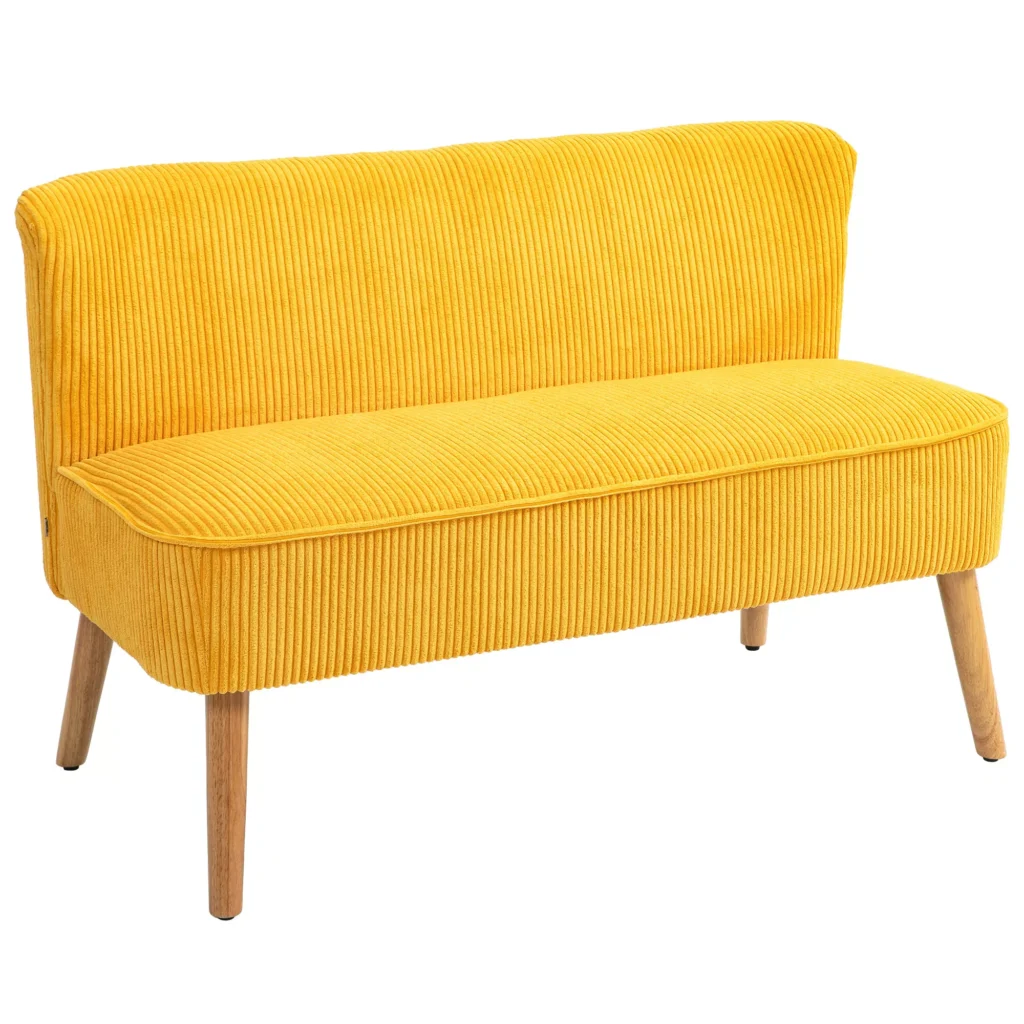 Dvivietė sofa, 117 x 56,5 x 77 cm, geltona