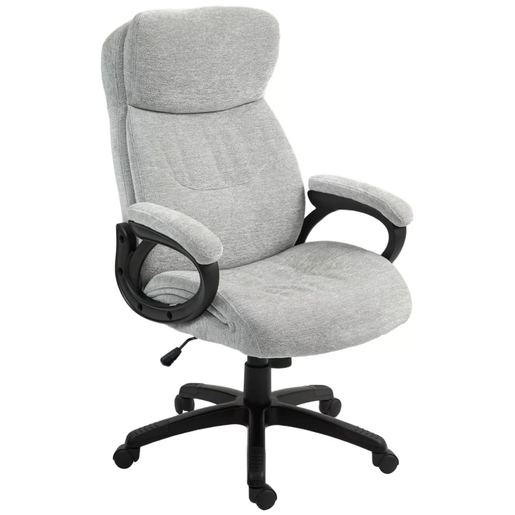 Biuro kėdė su svyravimo funkcija, ergonomiška, minkšta, iki 120 kg, šviesiai pilka