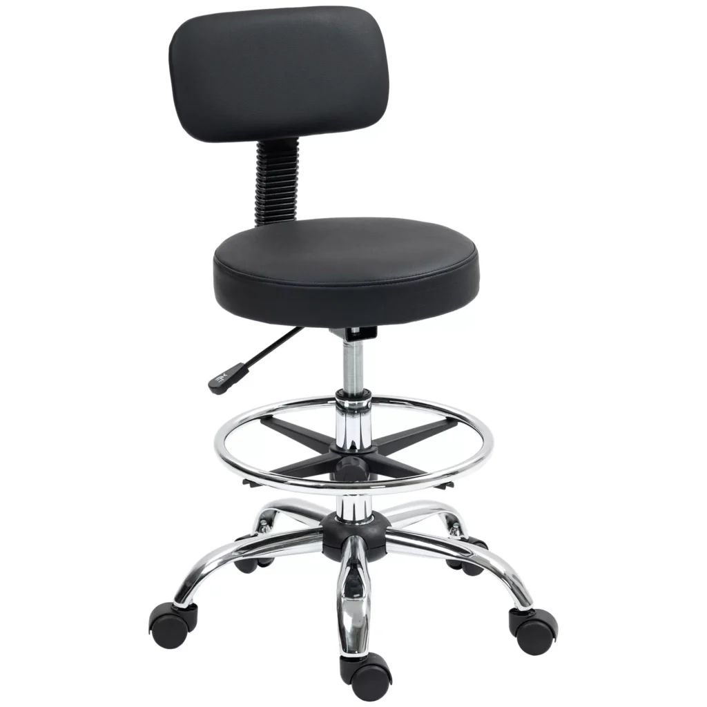 Ergonomiška darbo kėdė su atrama kojoms, juoda