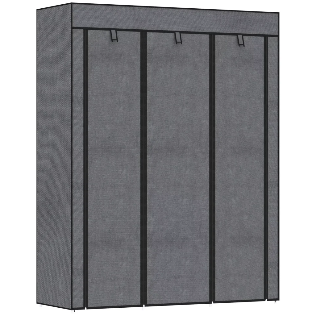Medžiaginė spinta 8 lygiai, sulankstoma spinta, tamsiai pilka, 125 x 43 x 162,5 cm