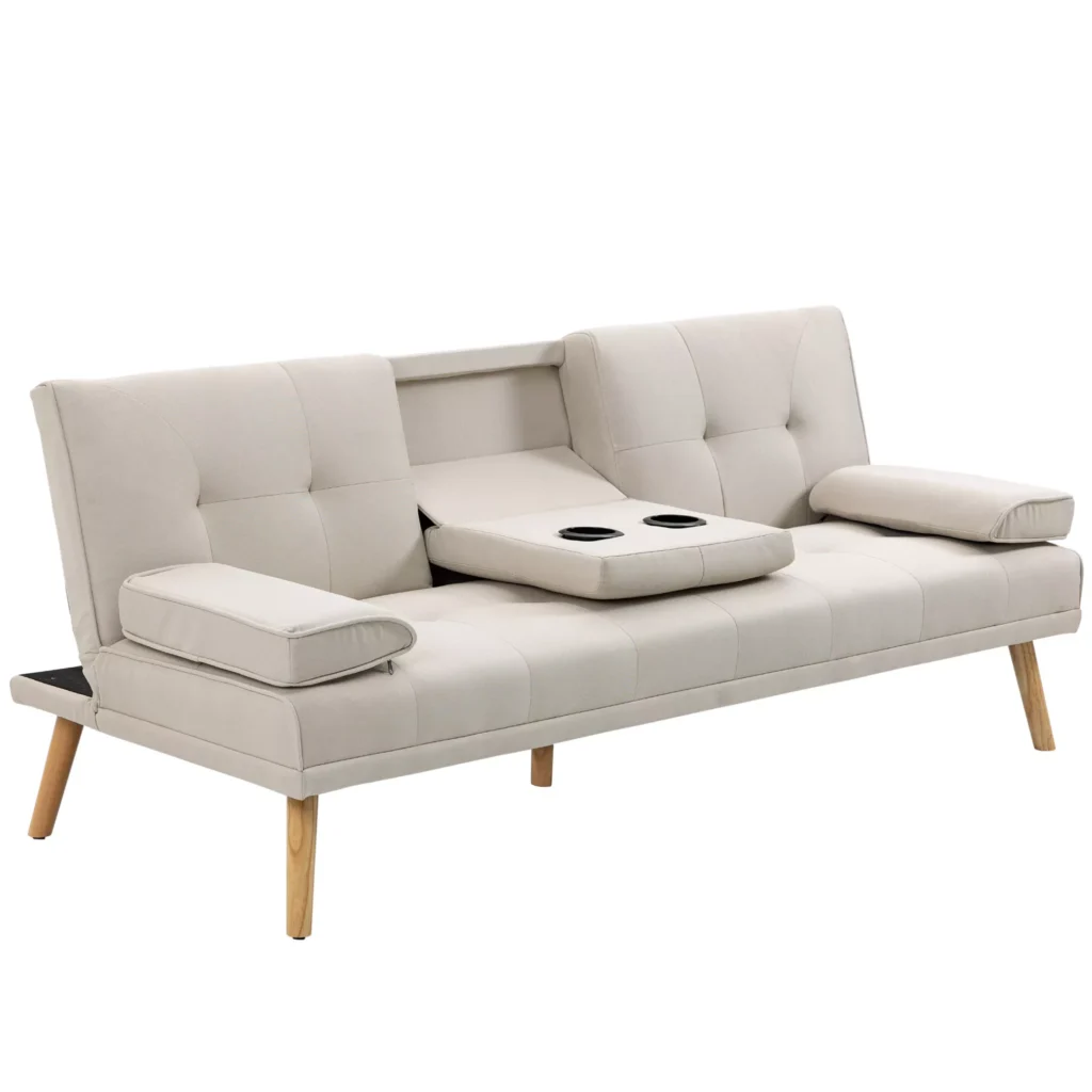Sofa-lova, 3 vietų sofa su atlenkiamu staliuku iki 250 kg