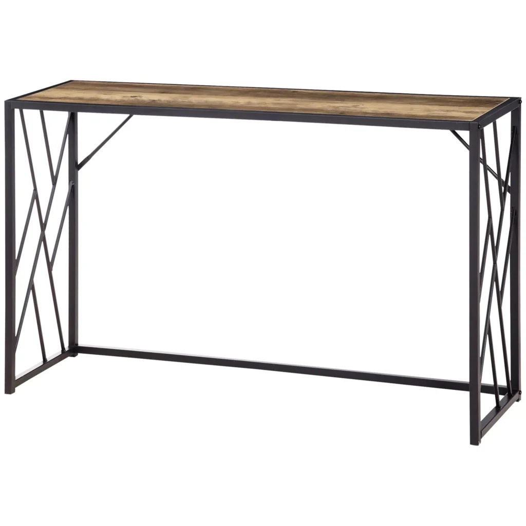 Konsolinis staliukas, prieškambario staliukas su plieninėmis kojelėmis, 120 x 35 x 75 cm, ruda