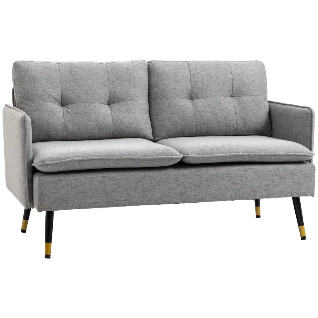 Dvivietė sofa su pagalvėlėmis, pilka, 139 x 68 x 76 cm