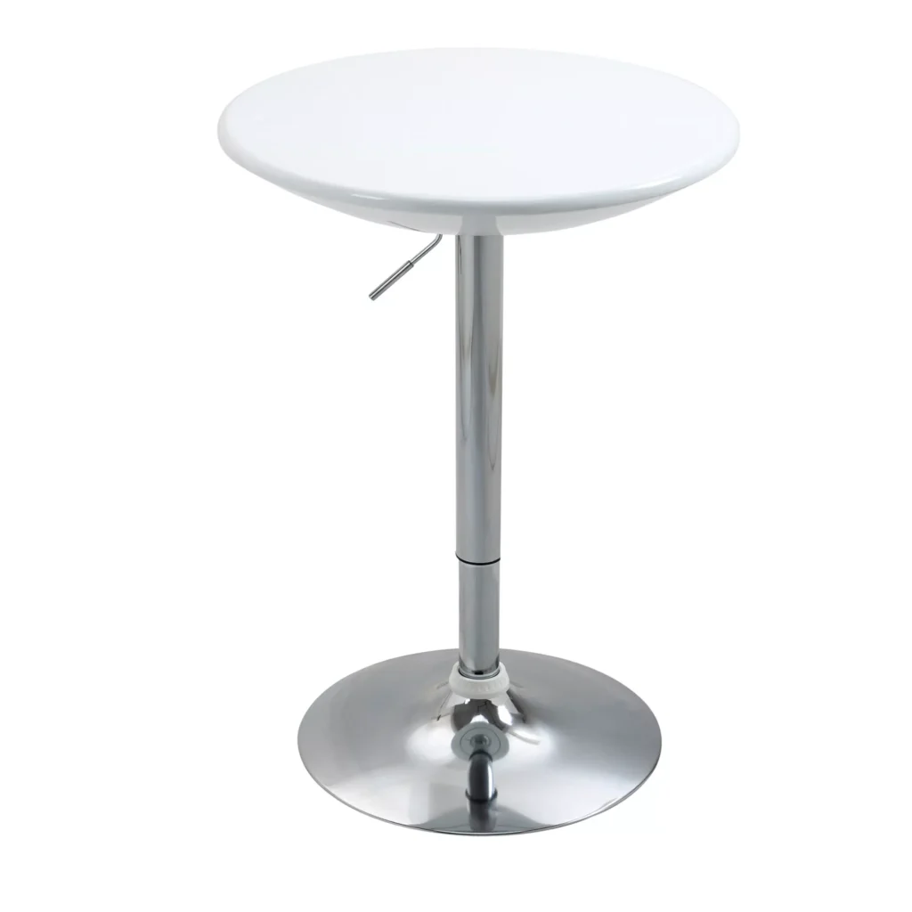 Reguliuojamo aukščio modernus baro stalas - baltas Ø61 x 76-97 cm
