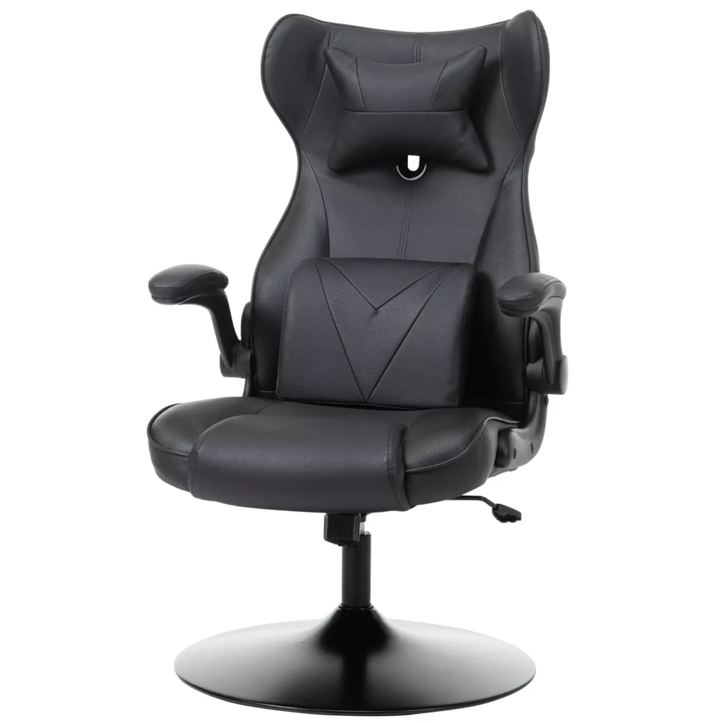 Ergonomiška kompiuterinių žaidimų kėdė su svyravimo funkcija - juoda