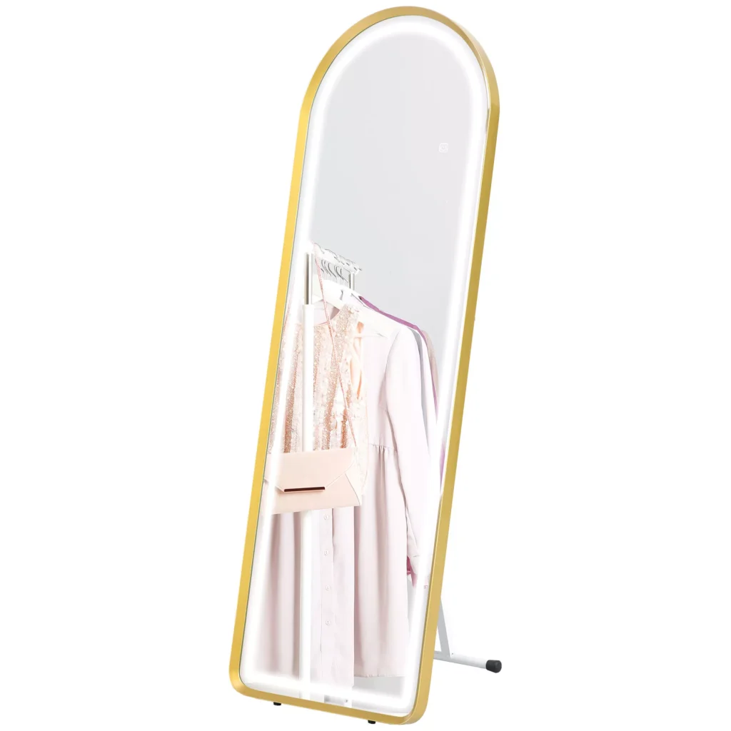 Veidrodis su LED apšvietimu, reguliuojamo ryškumo, auksinis 47x146 cm