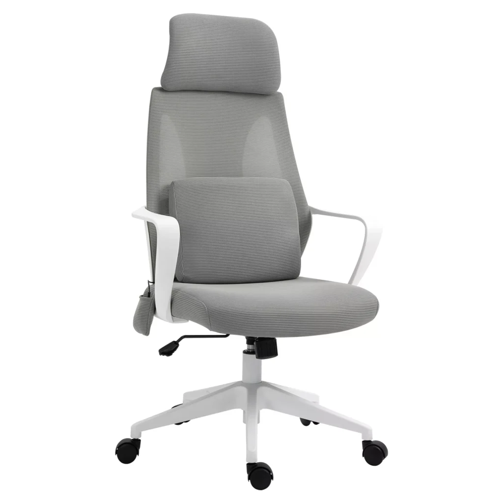 Ergonominė biuro kėdė su masažinė vibracine pagalvėle - pilka 62x60x114-122 cm