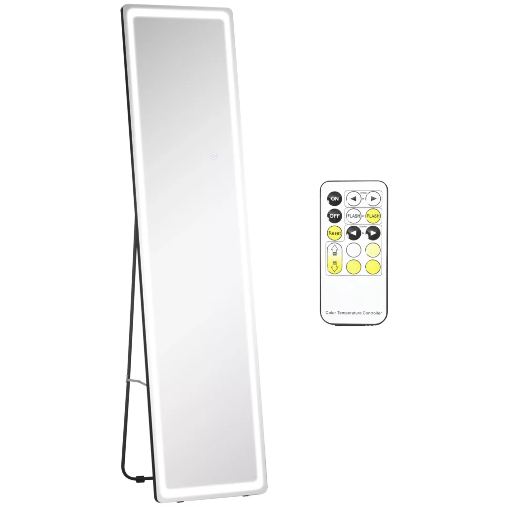 2 in 1 stovintis arba pakabinamas veidrodis per visą ilgį su LED apšvietimu 40 x 37 x 156,5 cm