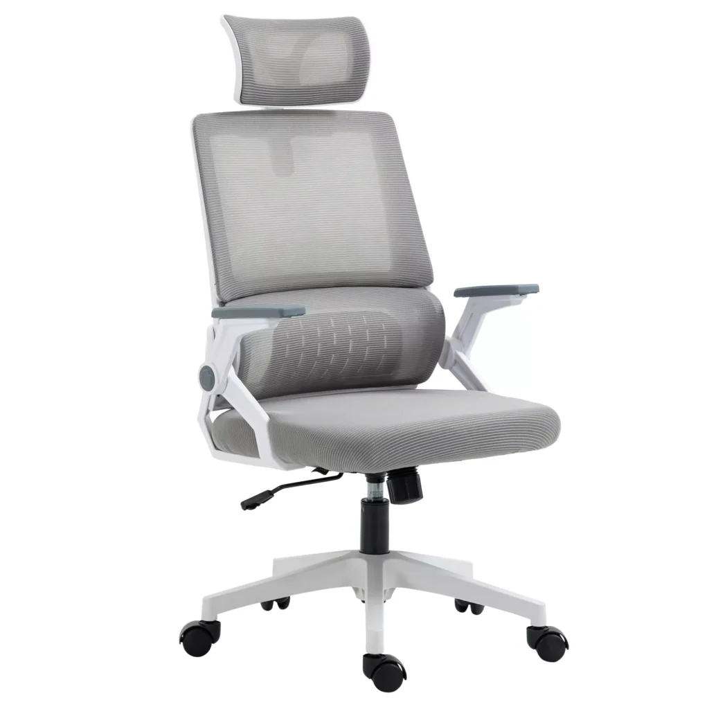 Ergonomiška biuro kėdė, reguliuojama galvos atrama ir porankiai