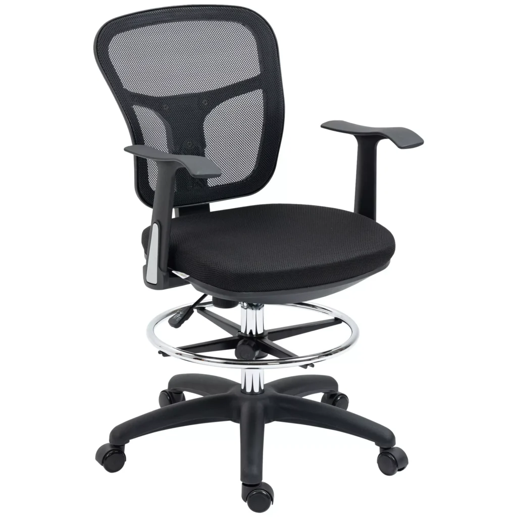 Ergonomiška rašomojo stalo kėdė su kojų atrama 95-115 cm - juoda