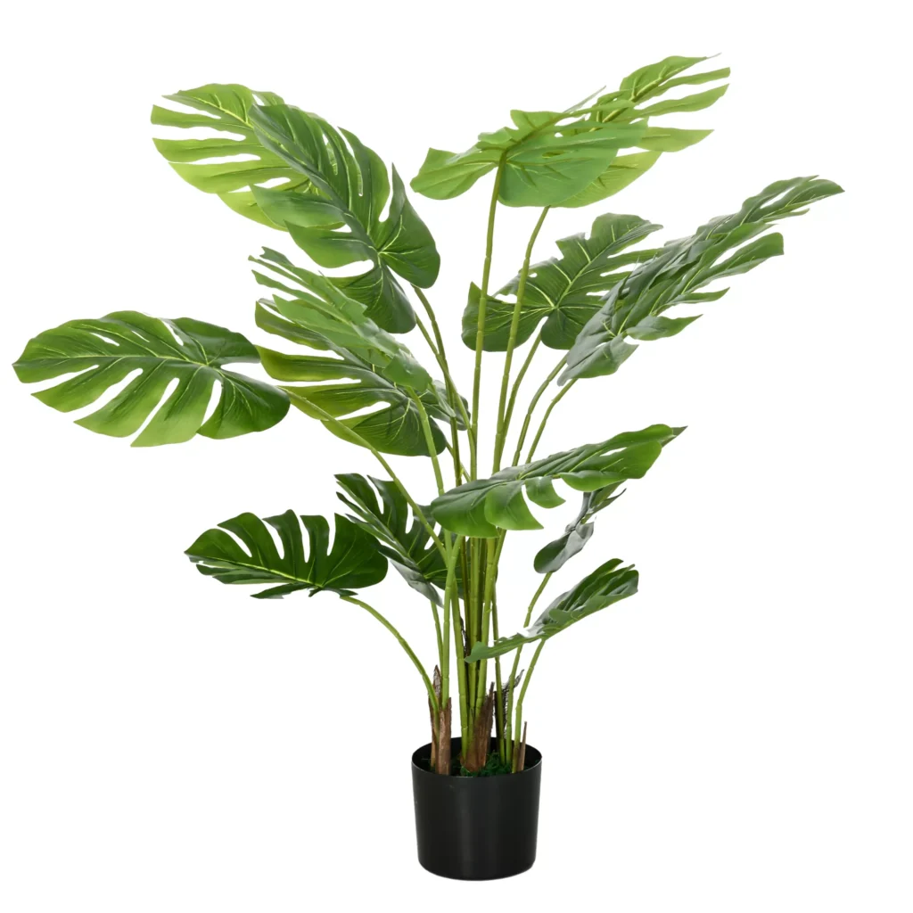Dirbtinė monstera 120 cm dirbtinis augalas su vazonu ir PE samanomis, apgaulingai tikras, skirtas svetainei, žalias