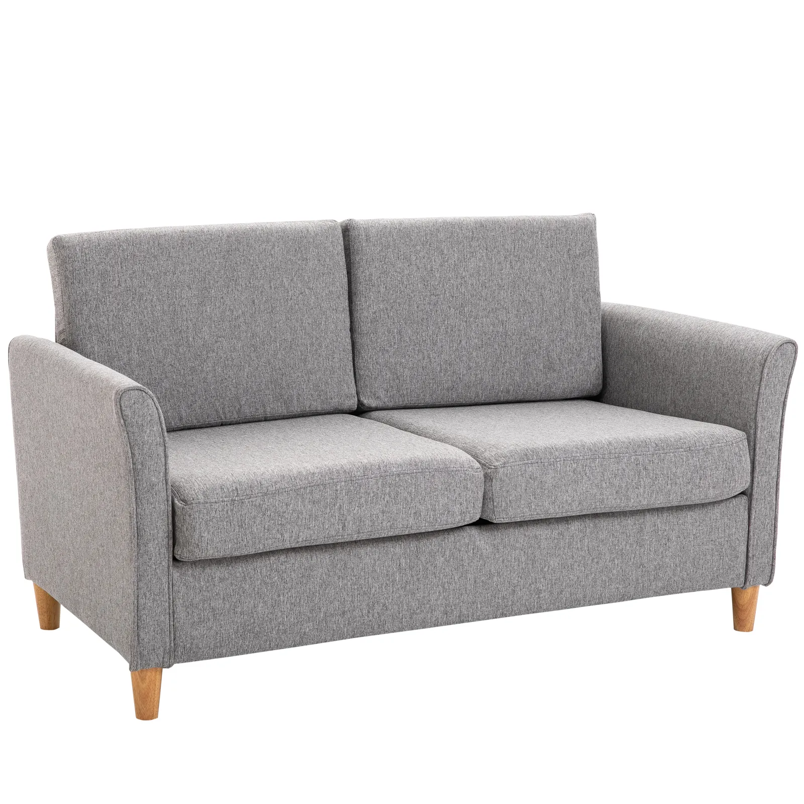 Dvivietė sofa su pagalvėlėmis, lininė, šviesiai pilka, 141x65x78cm