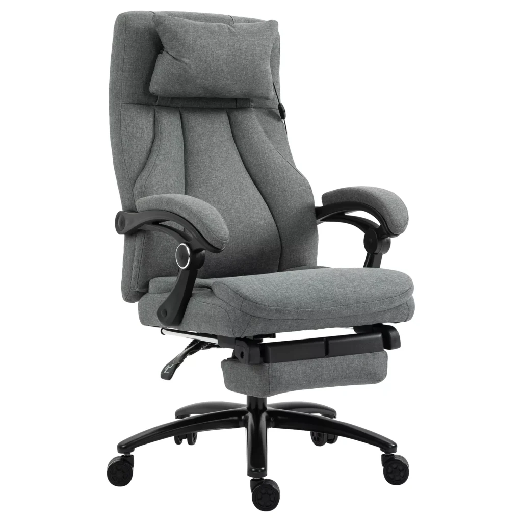 Ergonomiška biuro kėdė su kojų atrama, vibracijos funkcija - pilka 60 x 68 x 109-117 cm