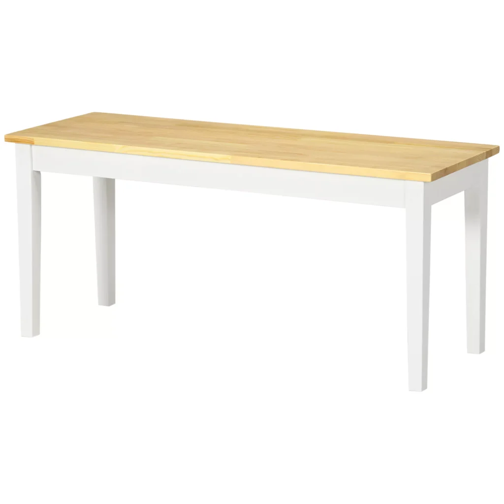 Medinis 2 vietų valgomojo suolas iki 220 kg, baltas, 102 x 36 x 45 cm
