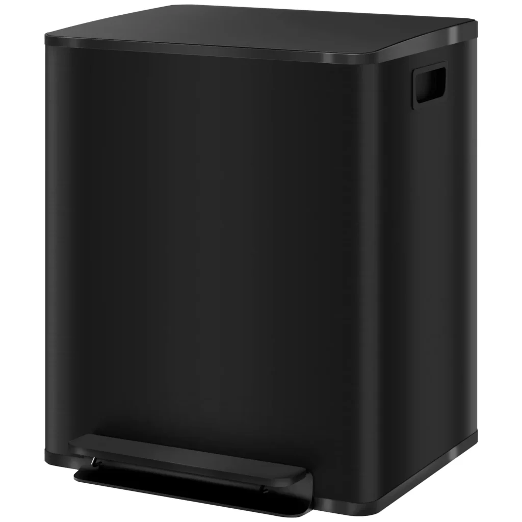 Šiukšliadėžė 2 x 25L su dangčiu ir pedalu, nerūdijantis plienas, 47,7 x 37,5 x 56 cm
