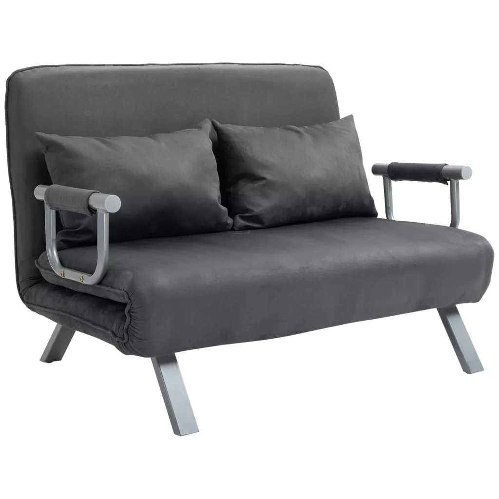 2 vietų sofa-lova su porankiu 65x69x80cm, pilka