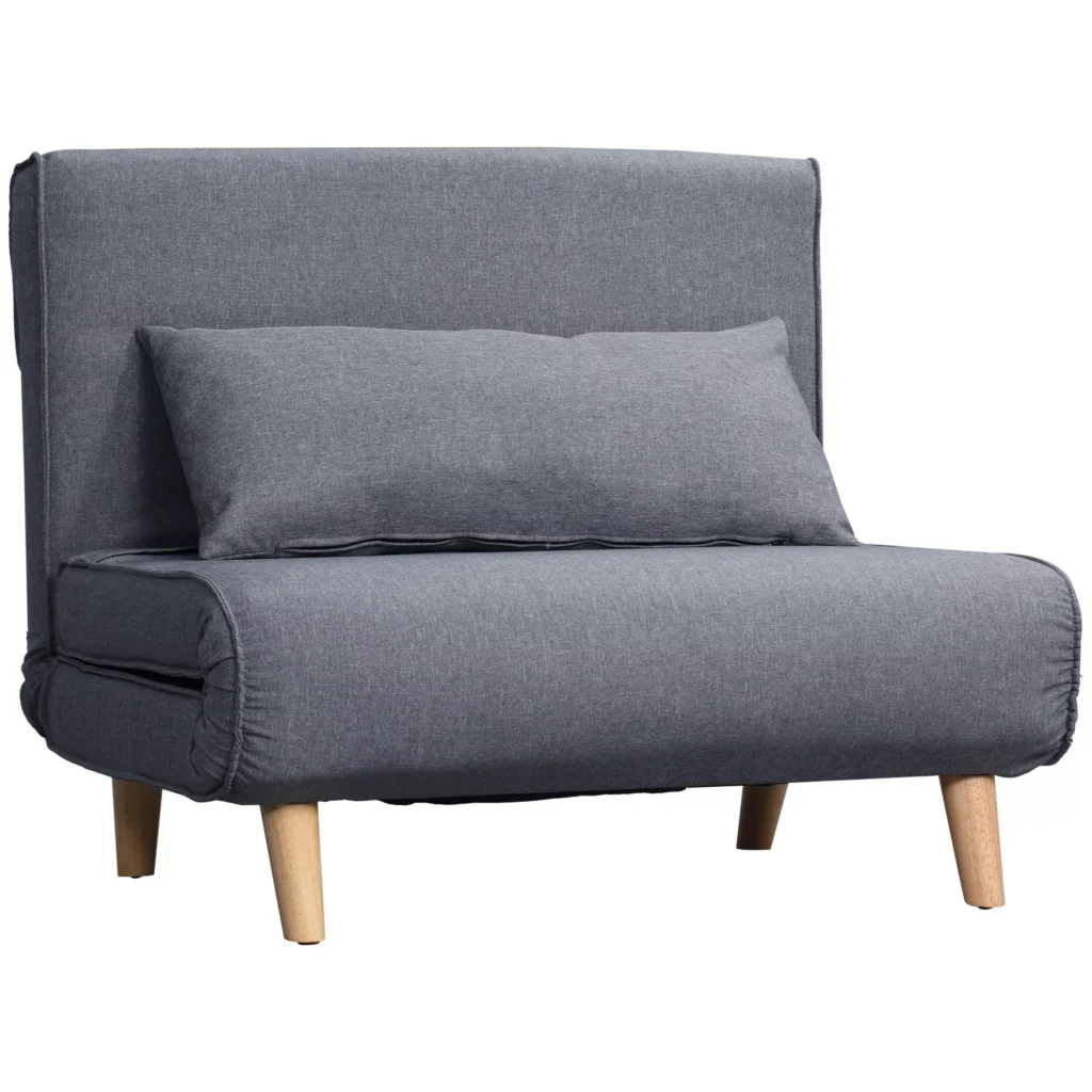 Viengulė sofa-lova maža, sulankstomas fotelis su reguliuojamu atlošu, pilka, 95x95x80cm