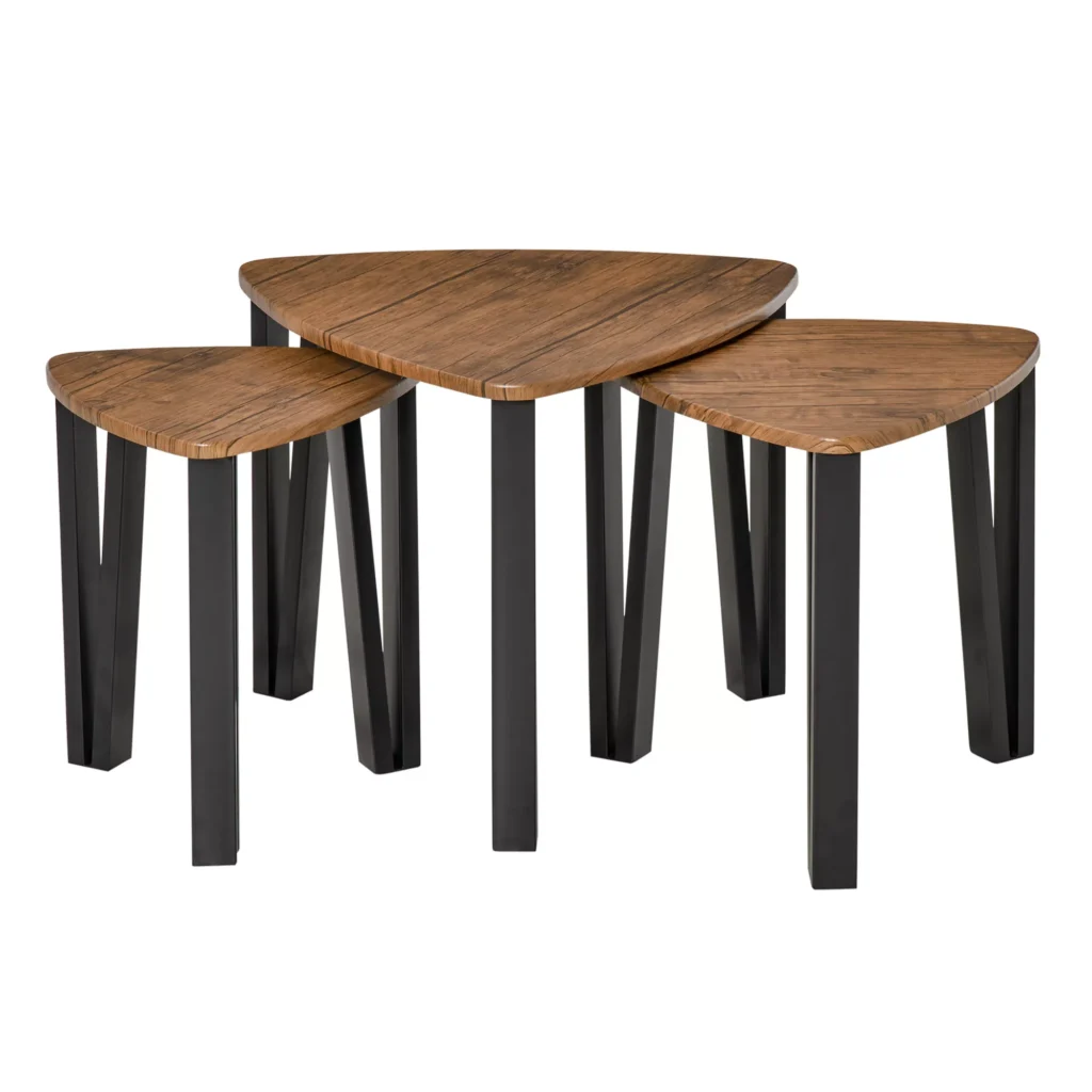 3 kavos staliukų rinkinys 56 × 54,2 × 45,5 cm/42 × 43,8 × 43 cm/36 × 34 × 41 cm