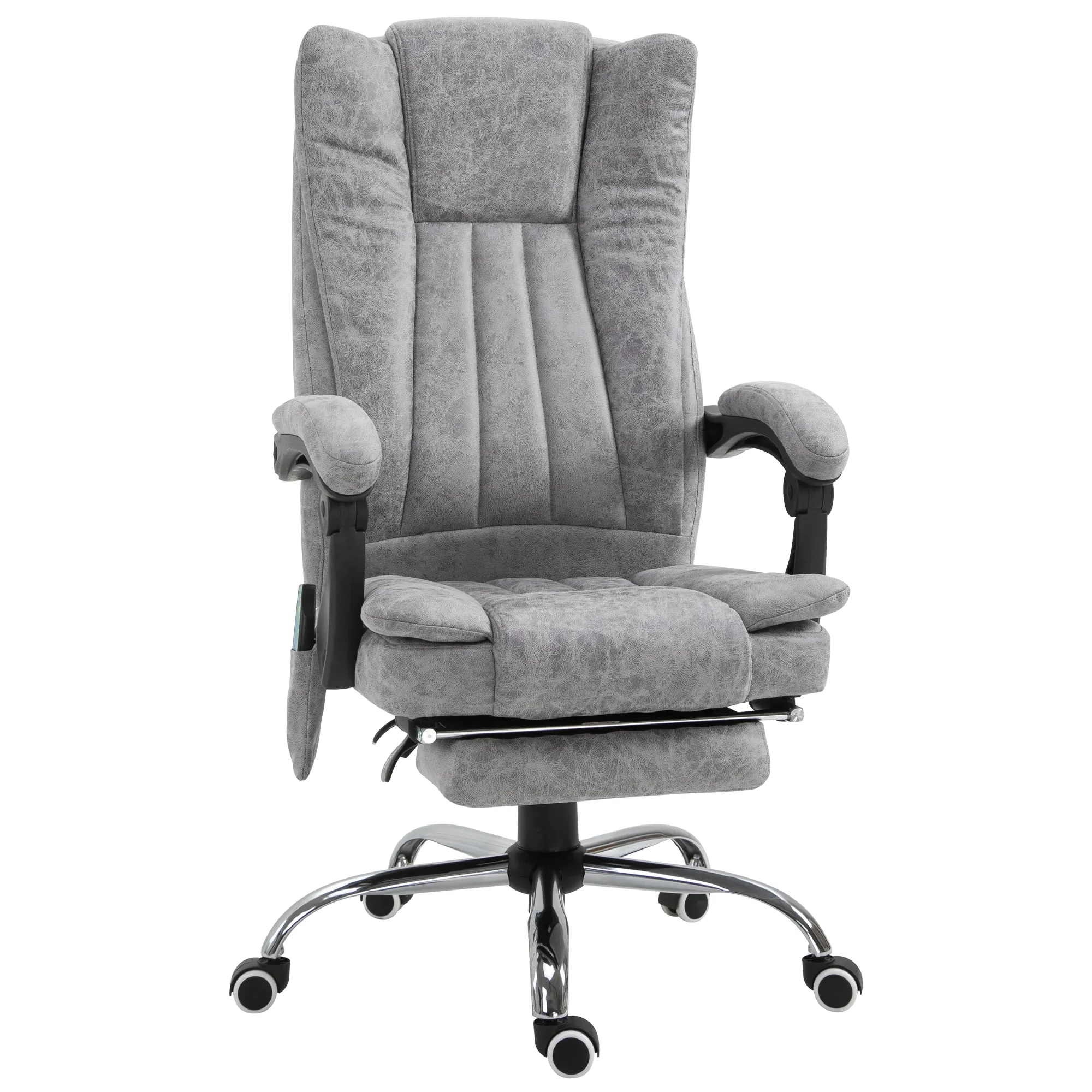 Ergonomiška biuro kėdė su šildymo ir vibracijos funkcija, atlenkimo funkcija, kojų atrama - Pilka 62 x 67 x 113-120 cm