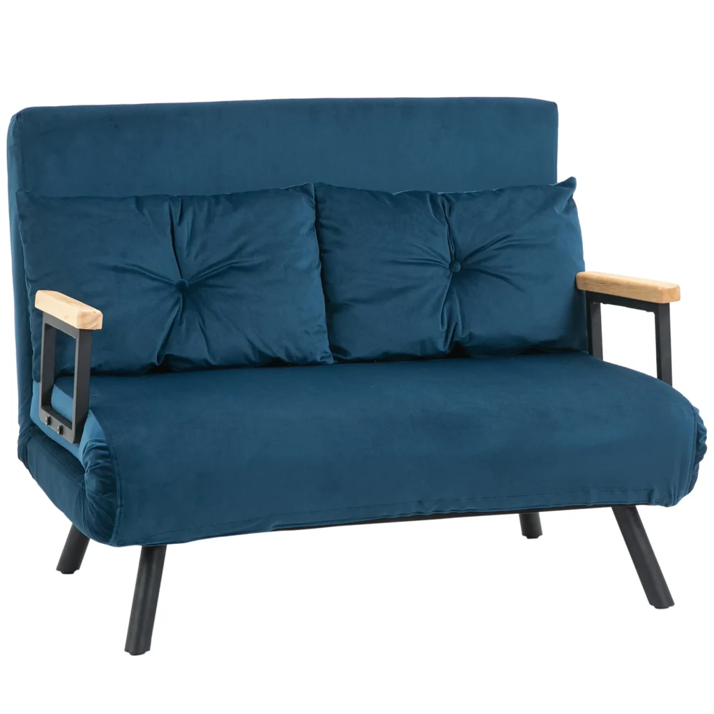 Aksominė sofa lova - Mėlyna 102x73x81cm