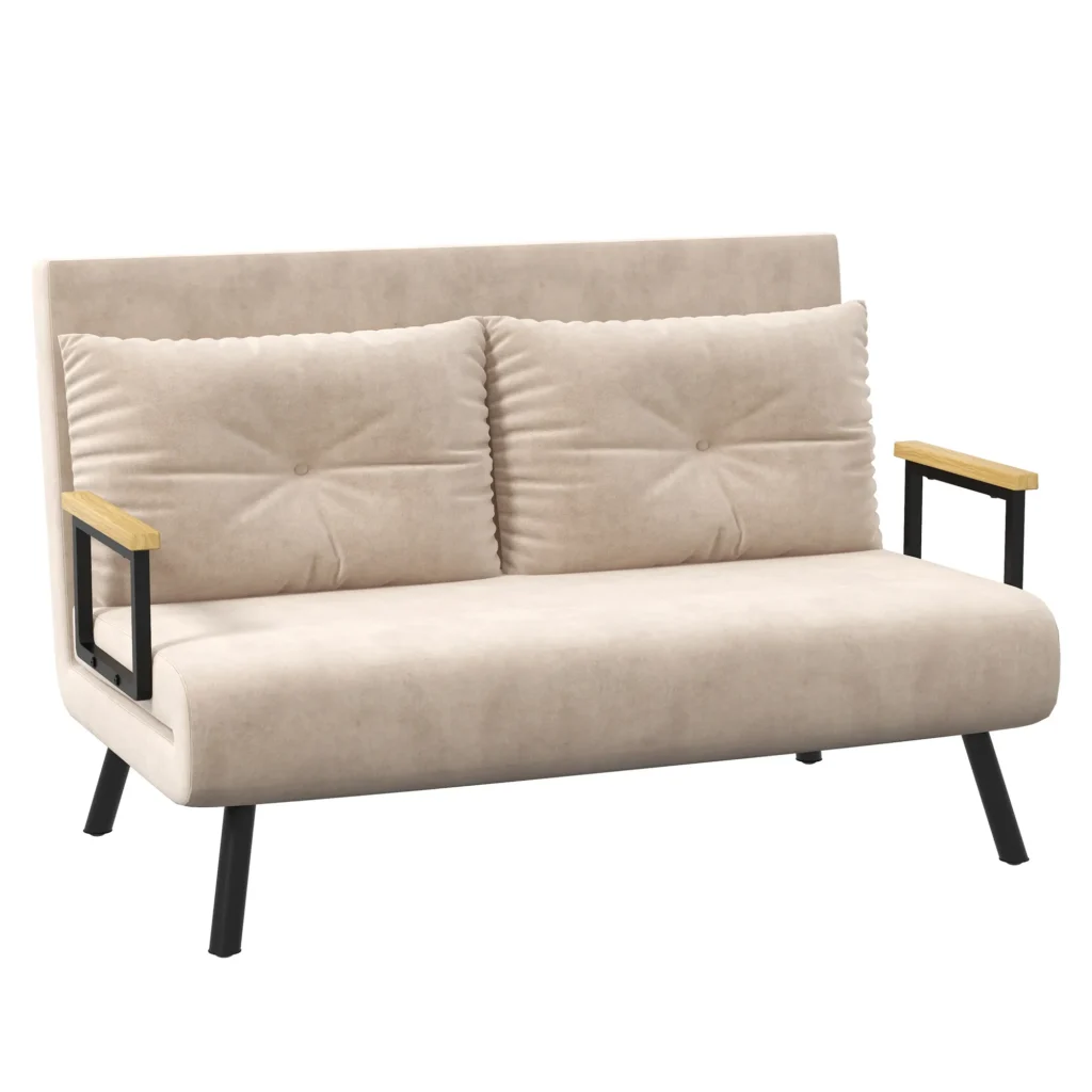 Atlenkiama sofa su lovos funkcija, smėlio spalvos 102 x 73 x 81 cm